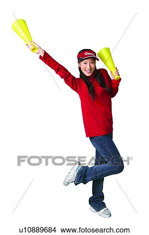 Picture - Shoe, One Person, Clipping Path, Megaphone, Happiness, Asian Ethnicity, Portrait. Fotosearch