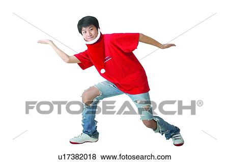 Stock Photo - Torn, T-Shirt, Jeans, Enjoyment, Indoor. Fotosearch
