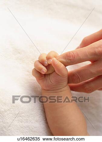 Baby holding mother's finger, close up, high angle view View Large Photo Image Stock Photography - Baby holding mother's finger, close up, high angle view . Fotosearch