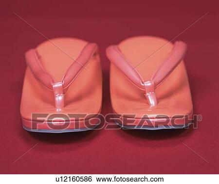 Stock Photograph - A pair of Japanese sandals, High Angle View, Close Up. Fotosearch