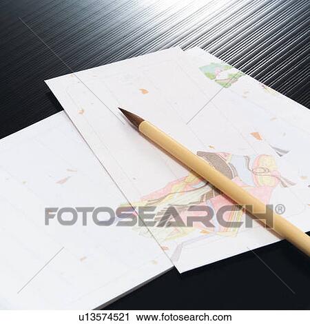 Japanese brush and papers with picture to write down poems, high angle view View Large Photo Image Stock Image - Japanese brush and papers with picture to write down poems, high angle view. Fotosearch