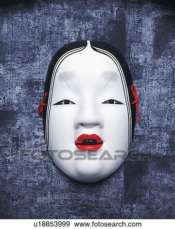 Stock Photo - Noh mask, front view. Fotosearch