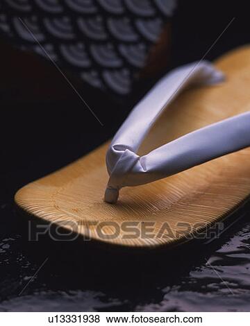 Stock Photo - Japanese sandal, high angle view, Japan, differential focus. Fotosearch