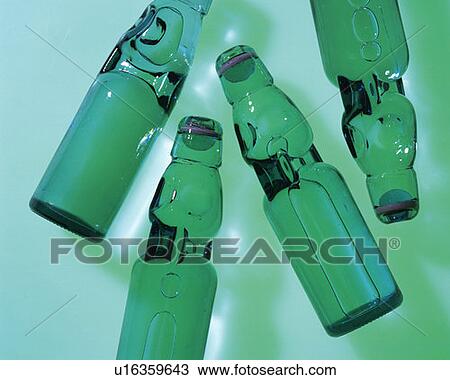 Stock Image - Soda bottles, high angle view, toned image. Fotosearch