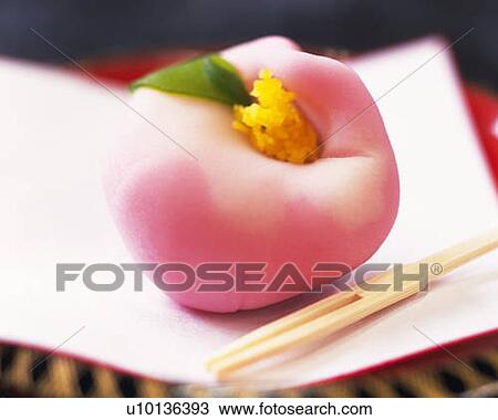 Stock Image - Japanese sweets, high angle view, close up, differential focus. Fotosearch