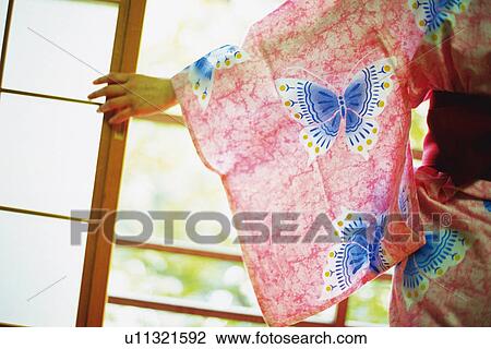 Stock Image - Young Women Wearing A Yukata. Fotosearch