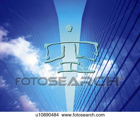 Picture - Building exterior with Japanese character in the center, low angle view, Computer Graphics, composition. Fotosearch