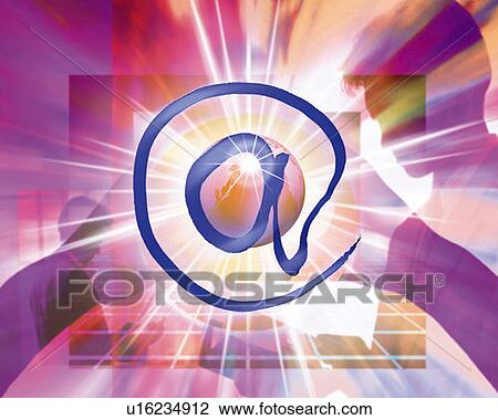 Businessmen and an at sign in the center, Computer Graphics, composition View Large Photo Image Stock Image - Businessmen and an at sign in the center, Computer Graphics, composition. Fotosearch