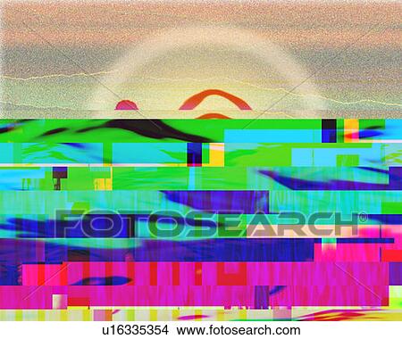 Picture -  sea and Japanese character in circle, Computer Graphics, composition. Fotosearch