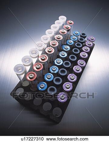 Stock Image - Test tubes and a rack . Fotosearch