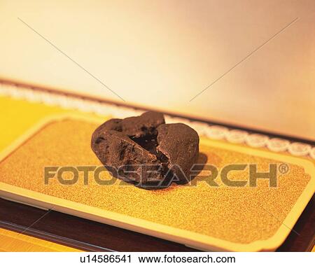 Stock Image - shi on plate for tea ceremony, high angle view, Japan, differential focus. Fotosearch