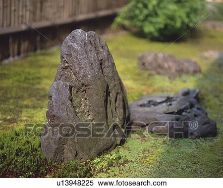 Stock Photography - Stones in Japanese garden, Japan, high angle view, differential focus. Fotosearch