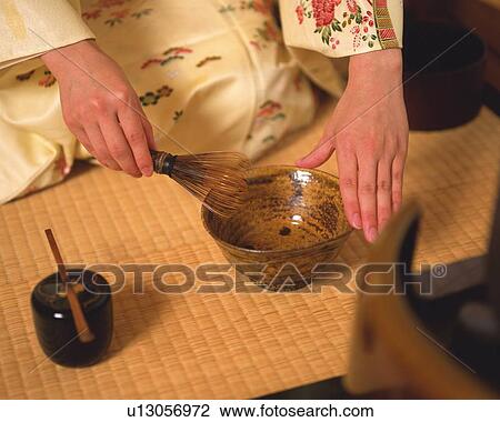 Woman in kimono holding a cup and a whisk, high angle view, Japan View Large Photo Image Stock Image - Woman in kimono holding a cup and a whisk, high angle view, Japan. Fotosearch