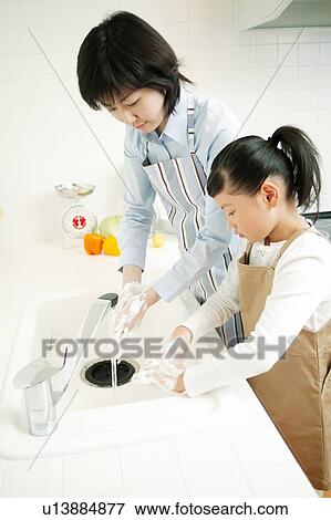 Mother and child washing hands View Large Photo Image Stock Photo - Mother and child washing hands. Fotosearch