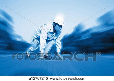 Construction Worker, Starting Position View Large Photo Image Stock Photography - Construction Worker, Starting Position. Fotosearch