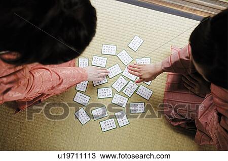 Women playing a card, Karuta View Large Photo Image Stock Image - Women playing a card, Karuta. Fotosearch