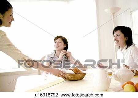 Young Women Putting Basket On Table View Large Photo Image Stock Image - Young Women Putting Basket On Table. Fotosearch