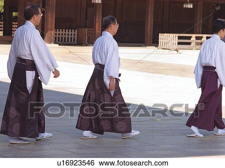 Stock Photograph - Content, Day, In A Row, Meiji-jinja Shrine. Fotosearch