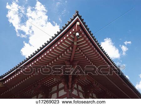 Stock Image - Structure, Sky, Clouds, Roof, Close-up, Decorative, Brown. Fotosearch