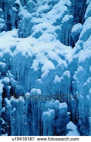 Ice covered with snow, high angle view, toned image, Nikko city, Tochigi prefecture, Japan View Large Photo Image Stock Photo - Ice covered with snow, high angle view, toned image, Nikko city, Tochigi prefecture, Japan. Fotosearch
