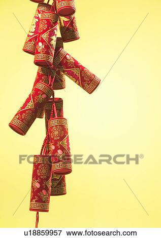 Stock Photo - Celebrations, New Year, Chinese New Year, Close-Up, Colored Background. Fotosearch