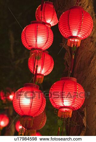 Stock Photo - Chinese New Year, Celebrations, New Year, Chinese Lantern, Hanging. Fotosearch