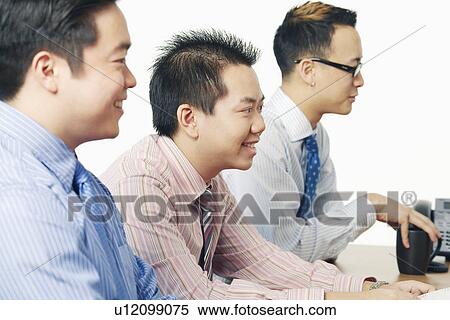 Side profile of three businessmen sitting View Large Photo Image Stock Photography - Side profile of three businessmen sitting. Fotosearch