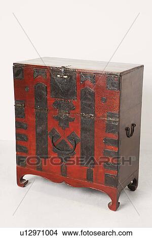 Picture - Close-up of an ornate wooden box. Fotosearch