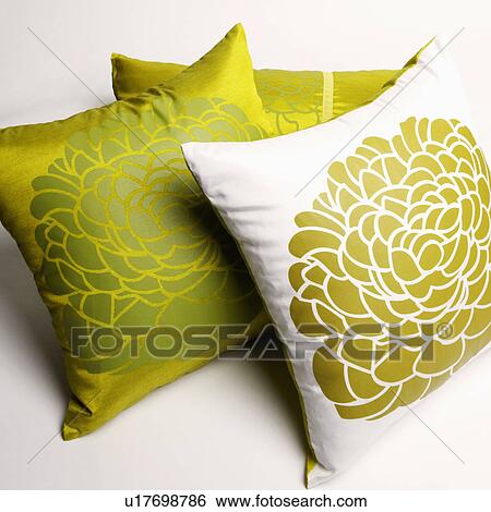 High angle view of three cushions View Large Photo Image Stock Photograph - High angle view of three cushions. Fotosearch