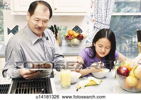 Close-up of a father and his daughter in the kitchen View Large Photo Image Stock Photograph - Close-up of a father and his daughter in the kitchen. Fotosearch