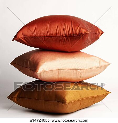 Stock Photography - Close-up of a stack of cushions. Fotosearch