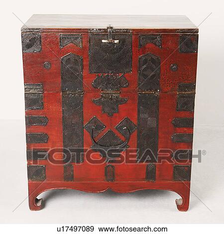 Stock Photo - Close-up of an ornate wooden box. Fotosearch