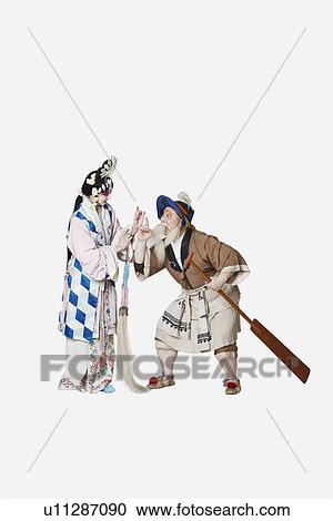 Stock Image - Mid adult man and a mature woman wearing traditional clothing. Fotosearch