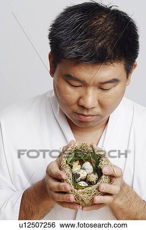 Close-up of a mid adult man holding a bird's nest View Large Photo Image Stock Photograph - Close-up of a mid adult man holding a bird's nest. Fotosearch
