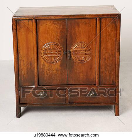 Picture - Close-up of a wooden cabinet. Fotosearch