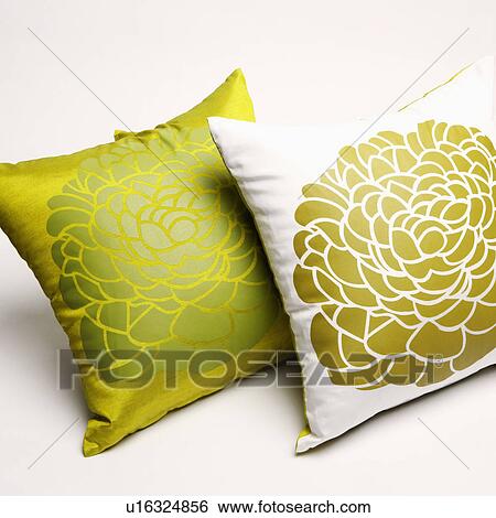 Stock Photograph - High angle view of two cushions. Fotosearch