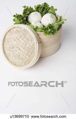 High angle view of steamed dumplings in a steamer View Large Photo Image Stock Image - High angle view of steamed dumplings in a steamer. Fotosearch