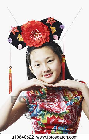 Stock Image - Portrait of a teenage girl smiling. Fotosearch