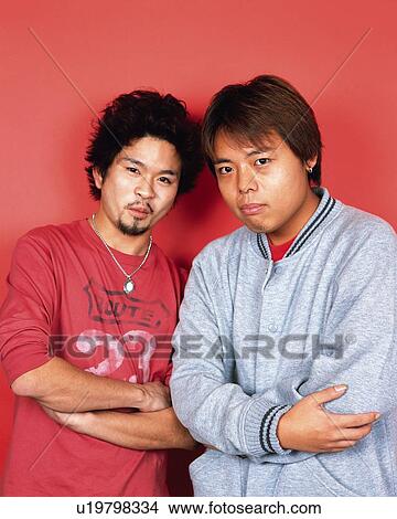 Portrait of Young Men Folding Arms, Front View View Large Photo Image Picture - Portrait of Young Men Folding Arms, Front View. Fotosearch