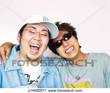 Portrait of Young Men with Arms Around Shoulders, Front View View Large Photo Image Stock Photo - Portrait of Young Men with Arms Around Shoulders, Front View. Fotosearch