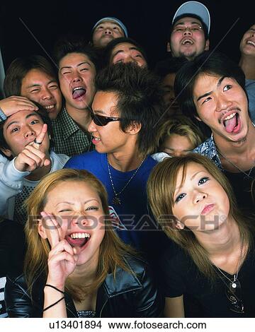 Picture - Portrait of Young People, Front View, Full Frame. Fotosearch