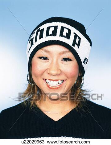 Young Woman Smiling, Portrait, Front View View Large Photo Image Stock Image - Young Woman Smiling, Portrait, Front View . Fotosearch