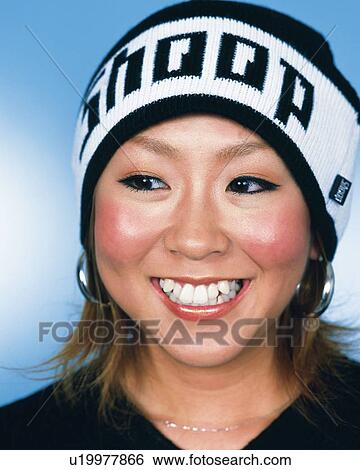 Stock Photograph - Young Woman Smiling, Portrait, Front View . Fotosearch