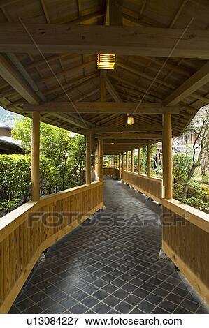 Image of a Traditional Japanese Inn, Outside Corridor View Large Photo Image Stock Photo - Image of a Traditional Japanese Inn, Outside Corridor. Fotosearch