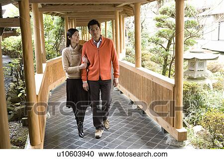 Mid Adult Couple Walking on the Outside Corridor, Front View, Full Length View Large Photo Image Stock Image - Mid Adult Couple Walking on the Outside Corridor, Front View, Full Length. Fotosearch