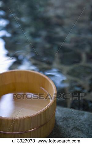 Wooden Tub by the Hot Spring Bath, Close Up, High Angle View, Differential Focus View Large Photo Image Stock Image - Wooden Tub by the Hot Spring Bath, Close Up, High Angle View, Differential Focus. Fotosearch