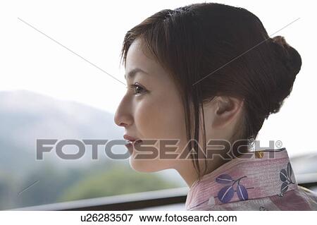 Side View of a woman in Yukata, close up, Japan View Large Photo Image Stock Photo - Side View of a woman in Yukata, close up, Japan. Fotosearch