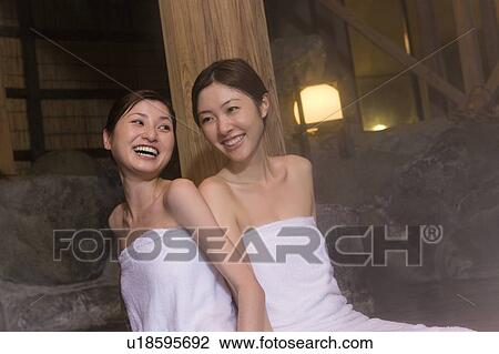 Two women in a hot tub, front view, Japan View Large Photo Image Stock Image - Two women in a hot tub, front view, Japan. Fotosearch