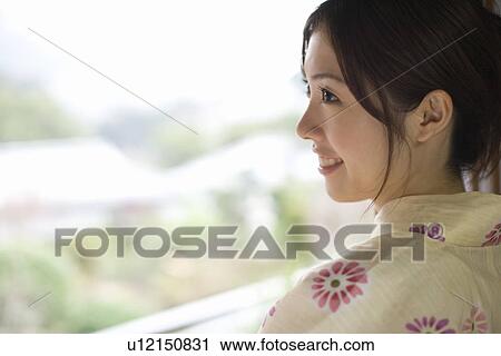 Woman in Yukata looking outside from the window, side view, close up, Japan View Large Photo Image Stock Image - Woman in Yukata looking outside from the window, side view, close up, Japan. Fotosearch