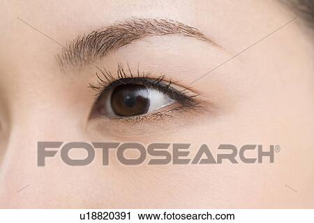 Stock Image - Close-up Image of A Young Woman's Eye, Side View. Fotosearch